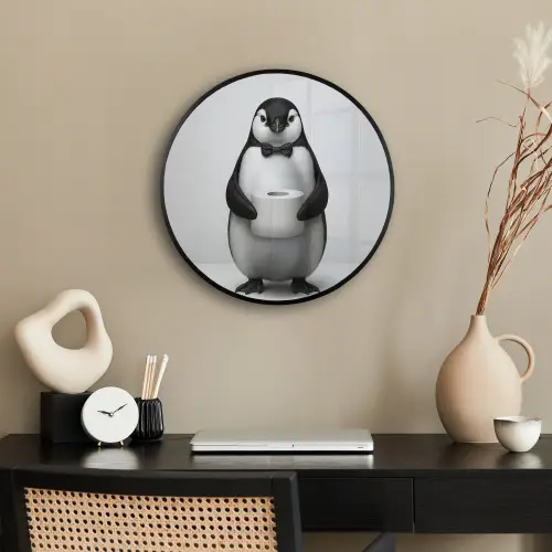 Pinguïn - WC rol - Wit Fotolijst rond zonder passe partout klein -sfeer1