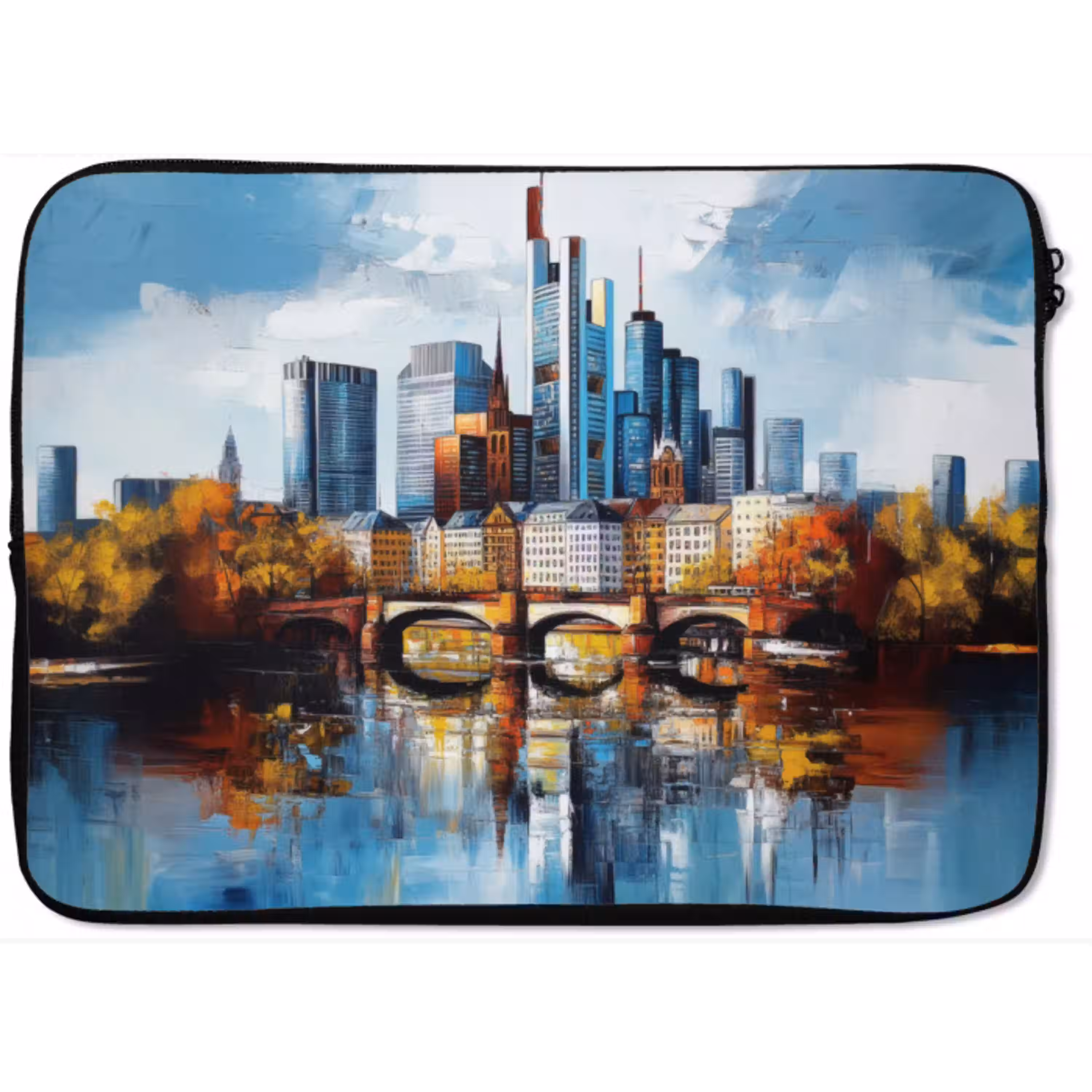 Bomen Frankfurt- Stad - Skyline - Brug laptophoes neopreen klein -zkaufland3dotto