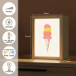 Schepijs - Hoorntje - Illustratie - Minimalistisch Light Box met kabel (Tafellamp) klein -USP_NL