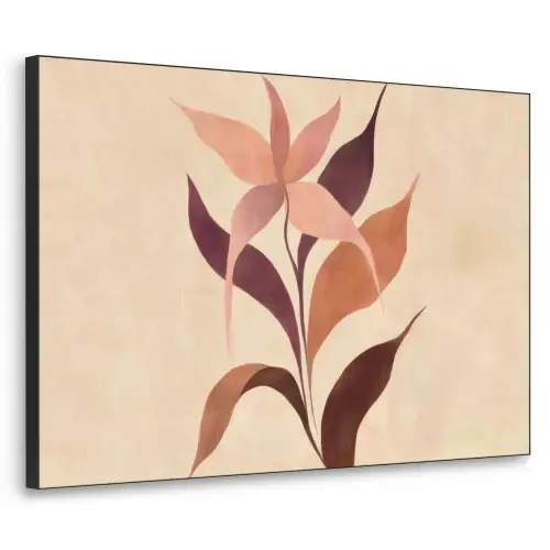 Minimalistisch - Bloem - Bladeren - Beige Textielframe zwart klein -3d