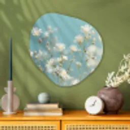 Stengels - Bloemen - Lucht - Wit Wandcirkel Organisch Plexiglas middel -sfeer2