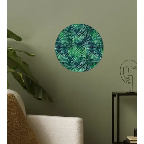 Blauw - Palmbladeren - Afsnijding Wandcirkel behangsticker klein 186 -sfeer2