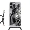 Zebra's - Zwart - Wit Hoesje iPhone 16 Pro Max met koord klein -3d