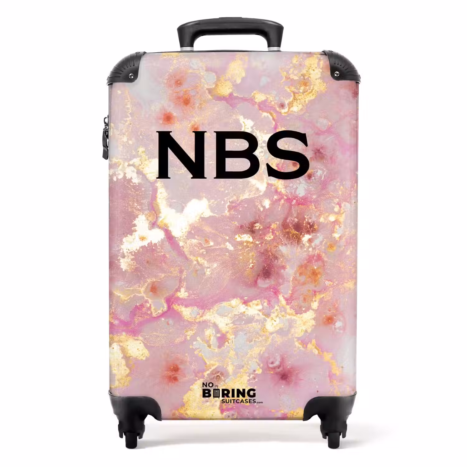 Koffer mit Name - Rosa Marmor mit Gold