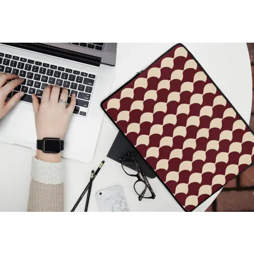 Rood - Tegelpatroon - Crème laptophoes neopreen klein 279 -bureau