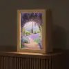 Doorkijk - Lavendel - Bloemen - Paars - Poort Light Box met kabel (Tafellamp) klein -z3d_website
