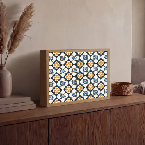 Klassiek - Geometrisch - Blauw Light Box met batterij (Wandlamp) middel 907 -sfeer2
