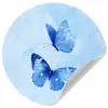 Vlinders - Sierlijk - Blauw Wandcirkel behangsticker klein -3d