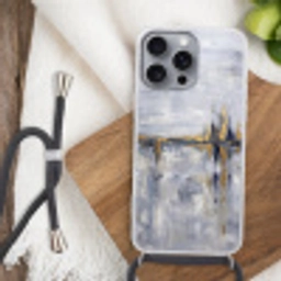 Abstract - Structuur - Goud - Grijs - Modern Hoesje iPhone 16 Pro Max met koord klein -sfeer4