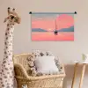 Zeilboot - Roze zee - Zonsondergang - Bergen Wandkleed katoen klein -wsfeer5_kind