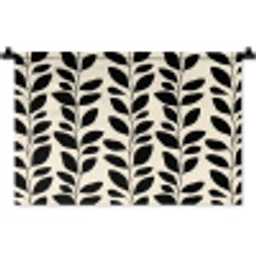 Botanisch - Dessin - Zwart - Beige Wandkleed katoen klein 269 -zz3d