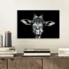Giraffe - Portret - Dieren - Zwart - Wit aluminium wit klein -sfeer1