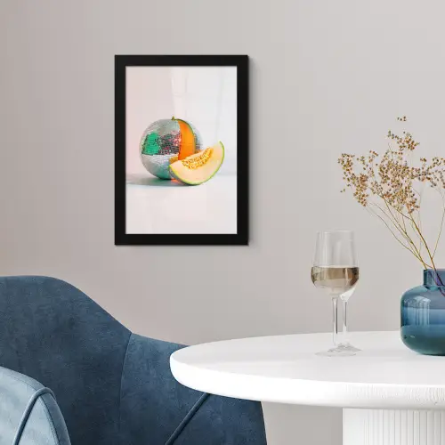 Disco - Discobal - Meloen - Pastel fotolijst zwart zonder passe partout klein -sfeer4