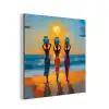 Vrouwen - Strand - Zondsondergang aluminium wit klein -3d