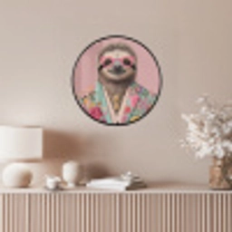 Luiaard - Bloemenprint - Bril - Roze Fotolijst rond zonder passe partout klein -sfeer3