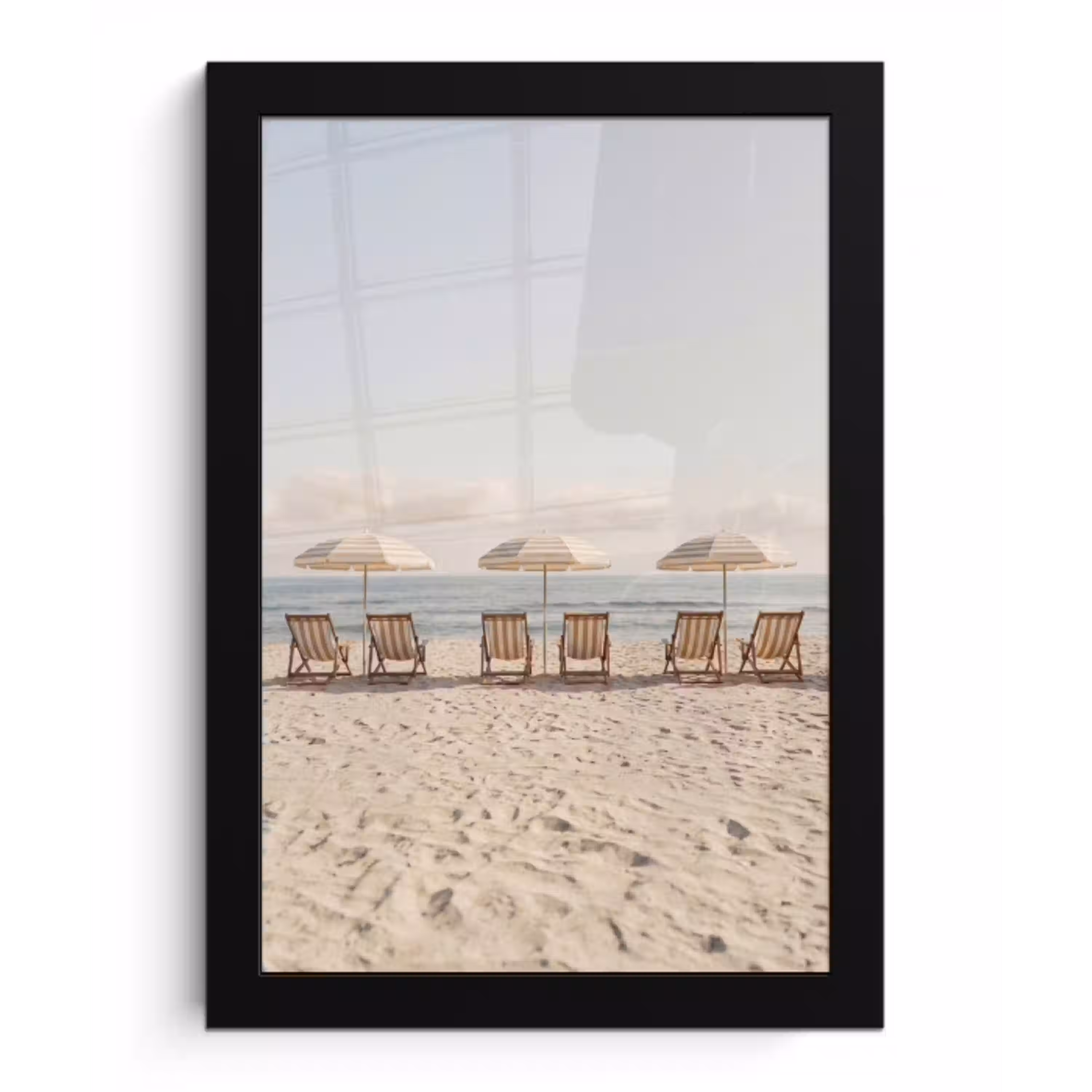 Strand - Stoelen - Parasol fotolijst zwart zonder passe partout klein -3d