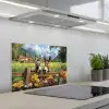 Ezels - Bloemen - Zomers keuken achterwand spatscherm klein -3d_schuin
