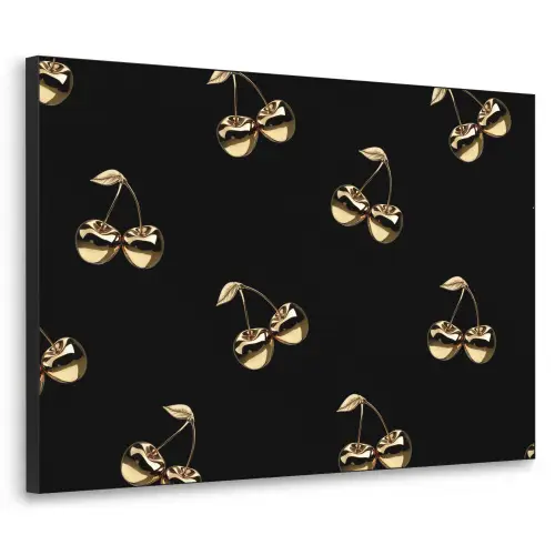 Patroon - Kersen - Goud - Chrome Textielframe zwart klein -3d