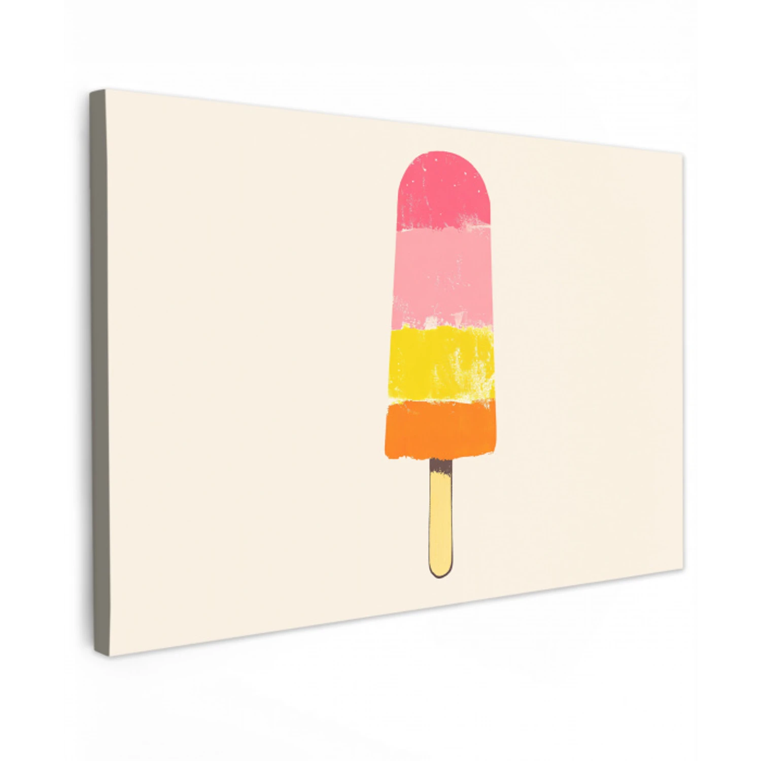 Waterijsje - Retro - Stokje - Roze Tuinposter op houten frame 2 cm dik klein -3d