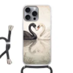 Zwanen - Hartvorm - Dieren Hoesje iPhone 16 Pro Max met koord klein -3d