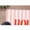 Hola - Quote -  Strepen - Pastel - Roze - Rood - Wit muismat rubber klein -closeup