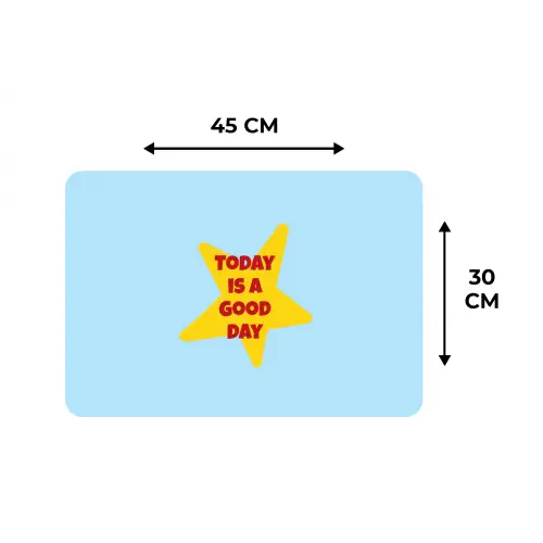 Ster - Today is a good day - Blauw Placemat vinyl groot -specs