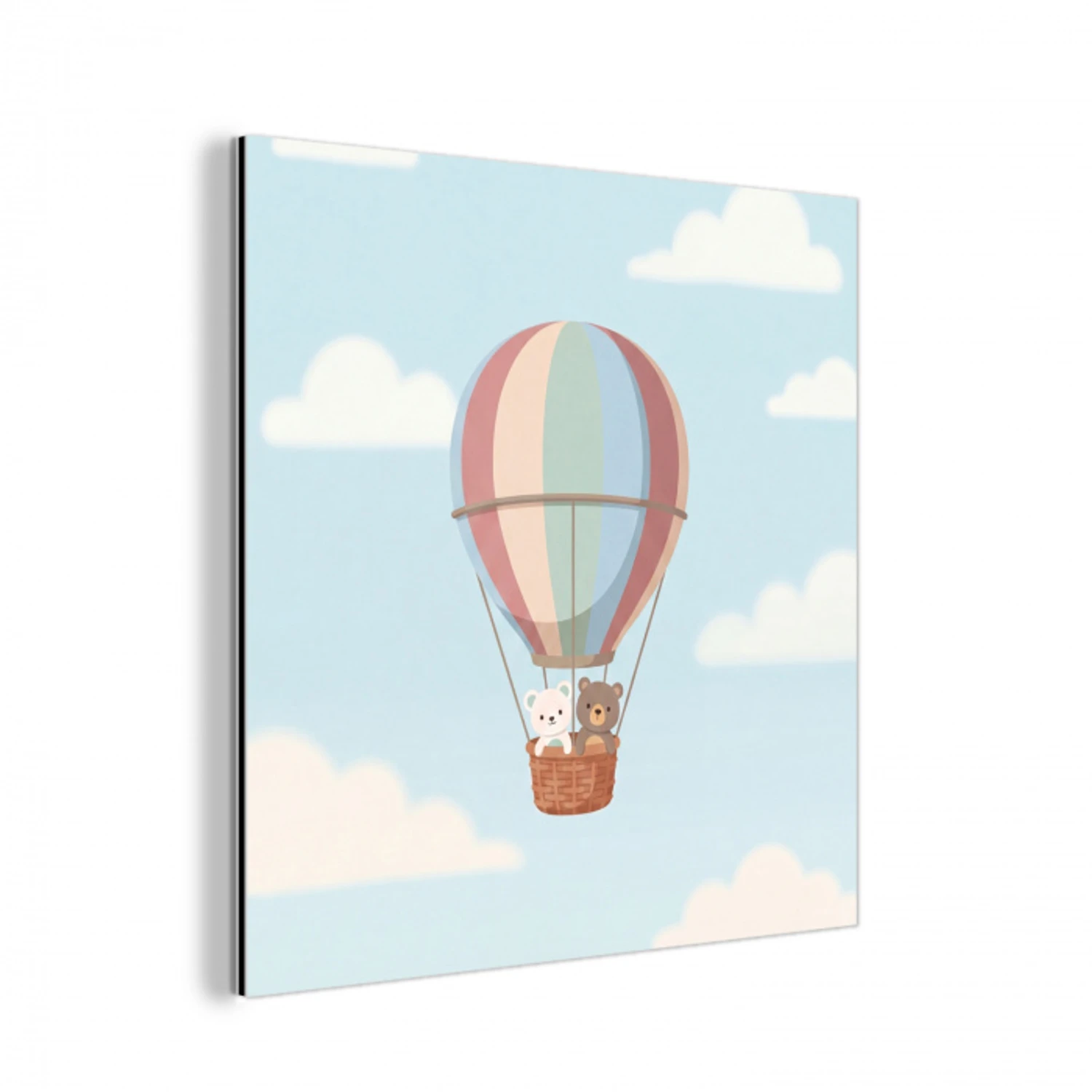 Luchtballon - Beren - Pastel aluminium wit klein -3d