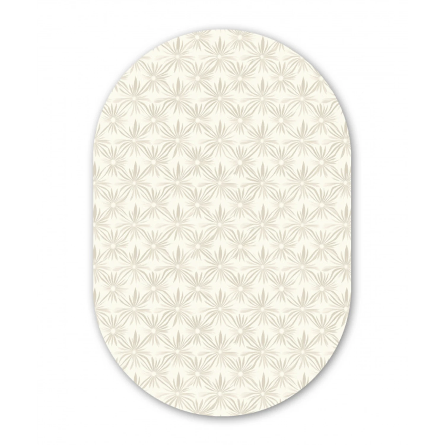Patroon - Bloemen - Beige Wandcirkel Ovaal Forex klein 630 -3d