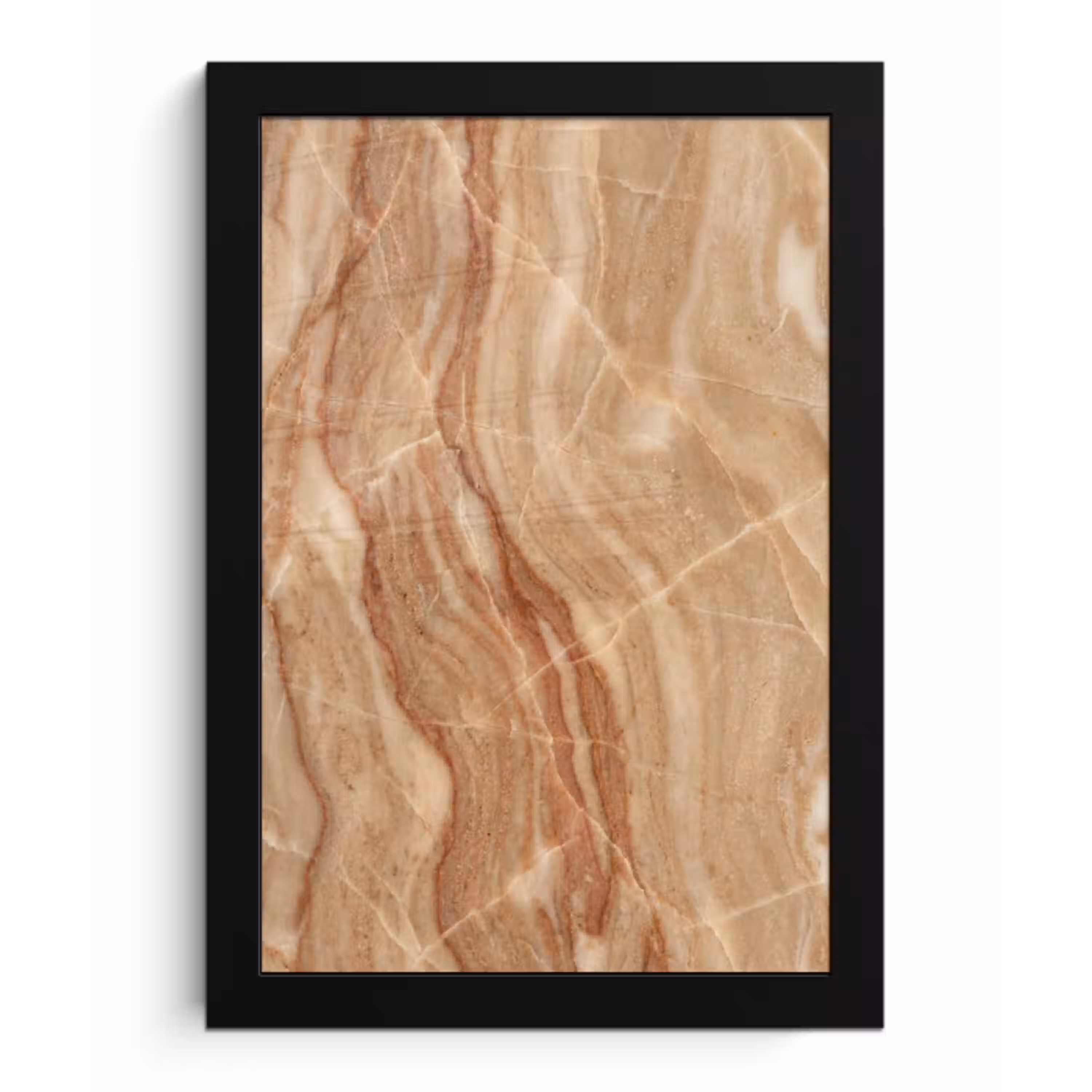 Marmer - Ader - Natuur - Abstract - Beige fotolijst zwart zonder passe partout klein -3d