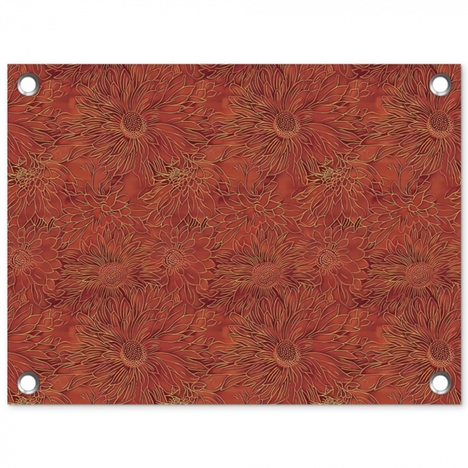 Oosters - Bloemen - Terracotta tuinposter los doek klein 239 -3d
