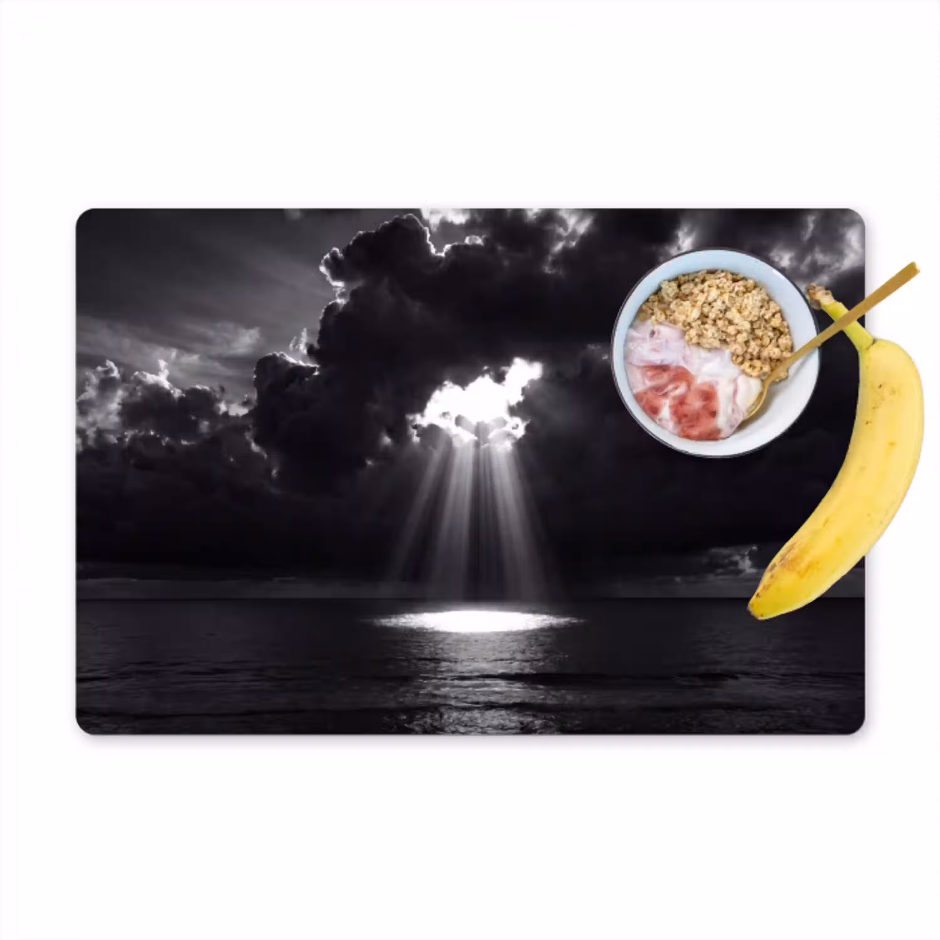 Licht - Wolken - Zee - Zwart-wit - Natuur Placemat vinyl groot -zzzproduct_Kitchenyeah-website