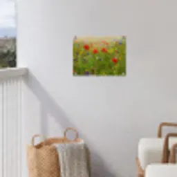 Lente - Bloemen - Rood - Klaproos - Gras - Groen tuinposter los doek klein -sfeer8