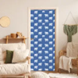 IJsbeer - Patroon - Blauw deurposter klein 289 -sfeer2
