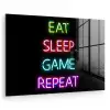 Gaming - Led - Quote - Eat sleep game repeat - Gamen plexiglas 5mm klein -zzzproduct_nieuw