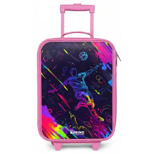 Neon actievolle voetbalspeler Kinderkoffer - Roze klein -zz3dotto