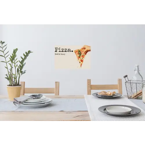 Pizza - Kaas - Pepperoni Muursticker klein -eettafel