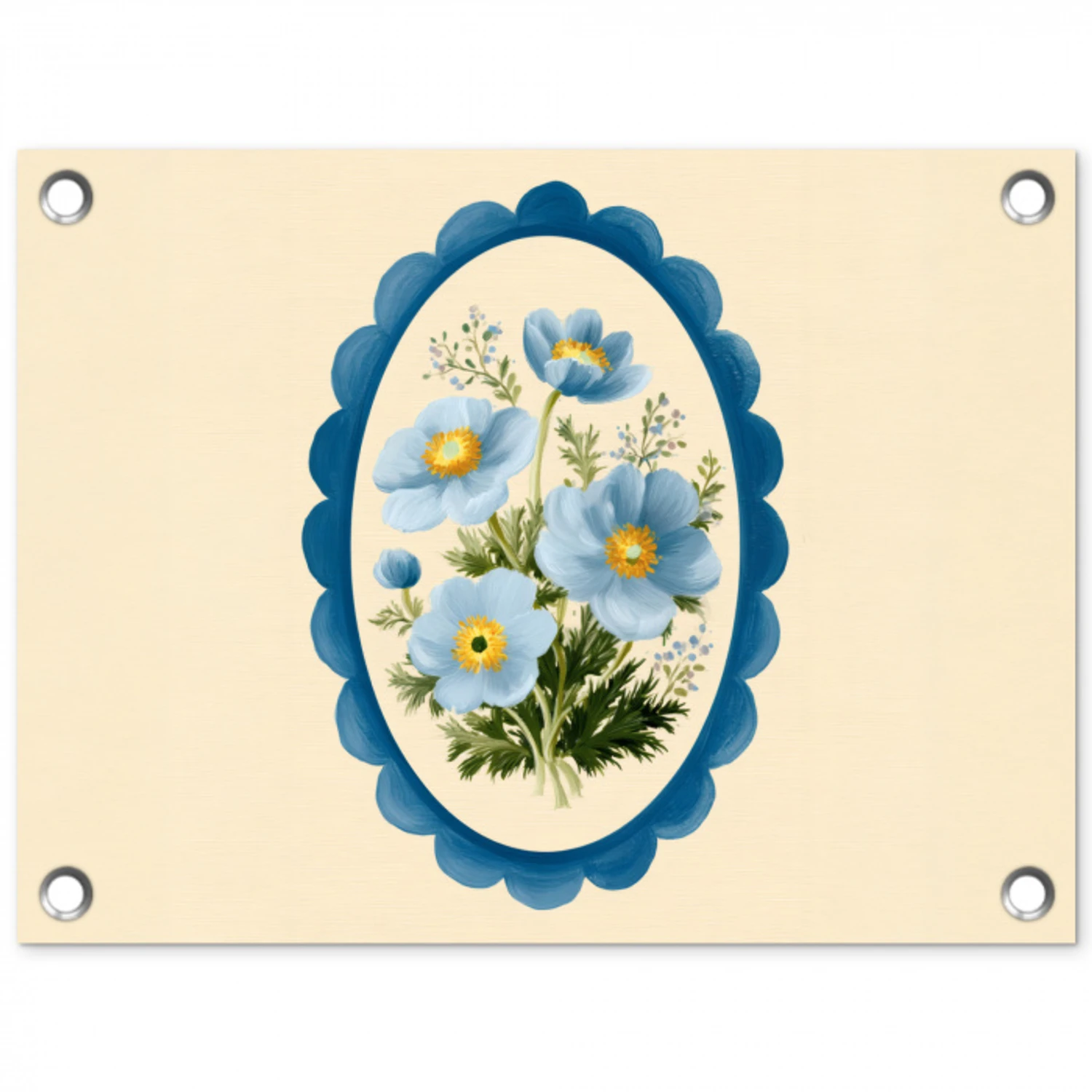 Lijst - Bloemen - Lichtblauw - Illustratie tuinposter los doek klein -3d