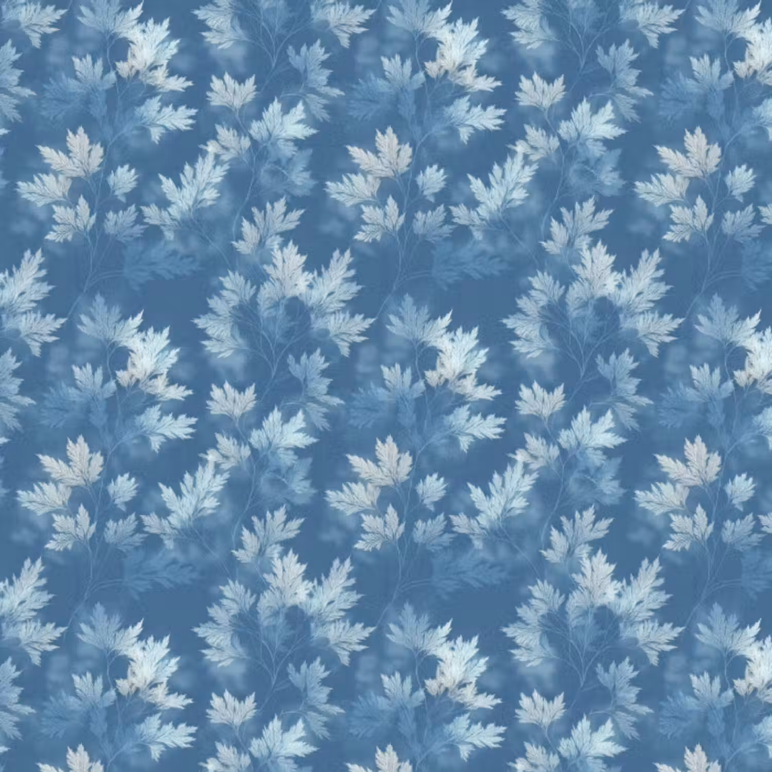 Tapete - Farn - Botanisch - Muster - Graublau