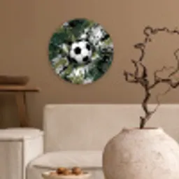 Voetbal - Verf - Spetters - Groen Wandcirkel kunststof plaat 5mm dik klein -sfeer1
