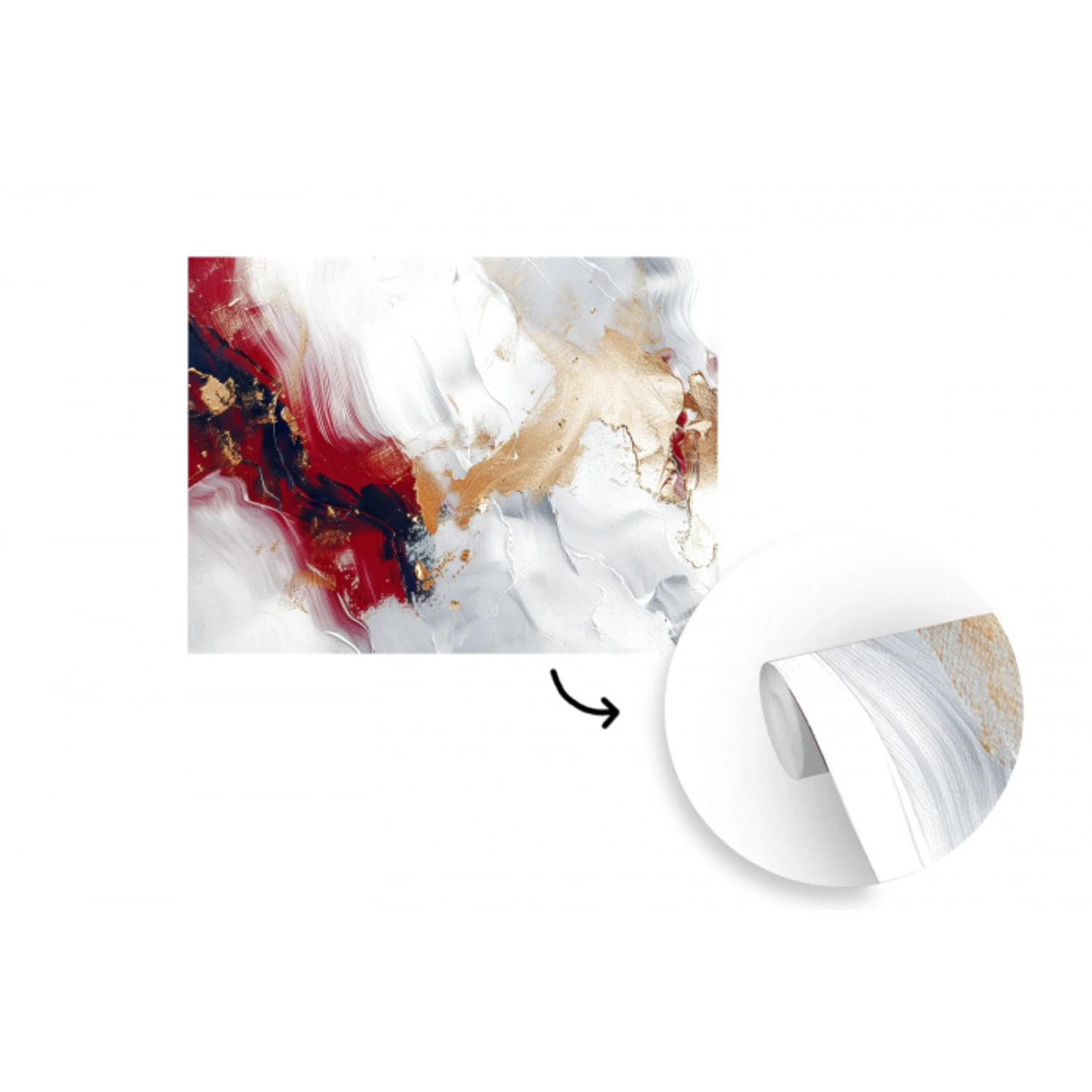 Rood - Abstract - Goud - Modern fotobehang vinyl groot -3d