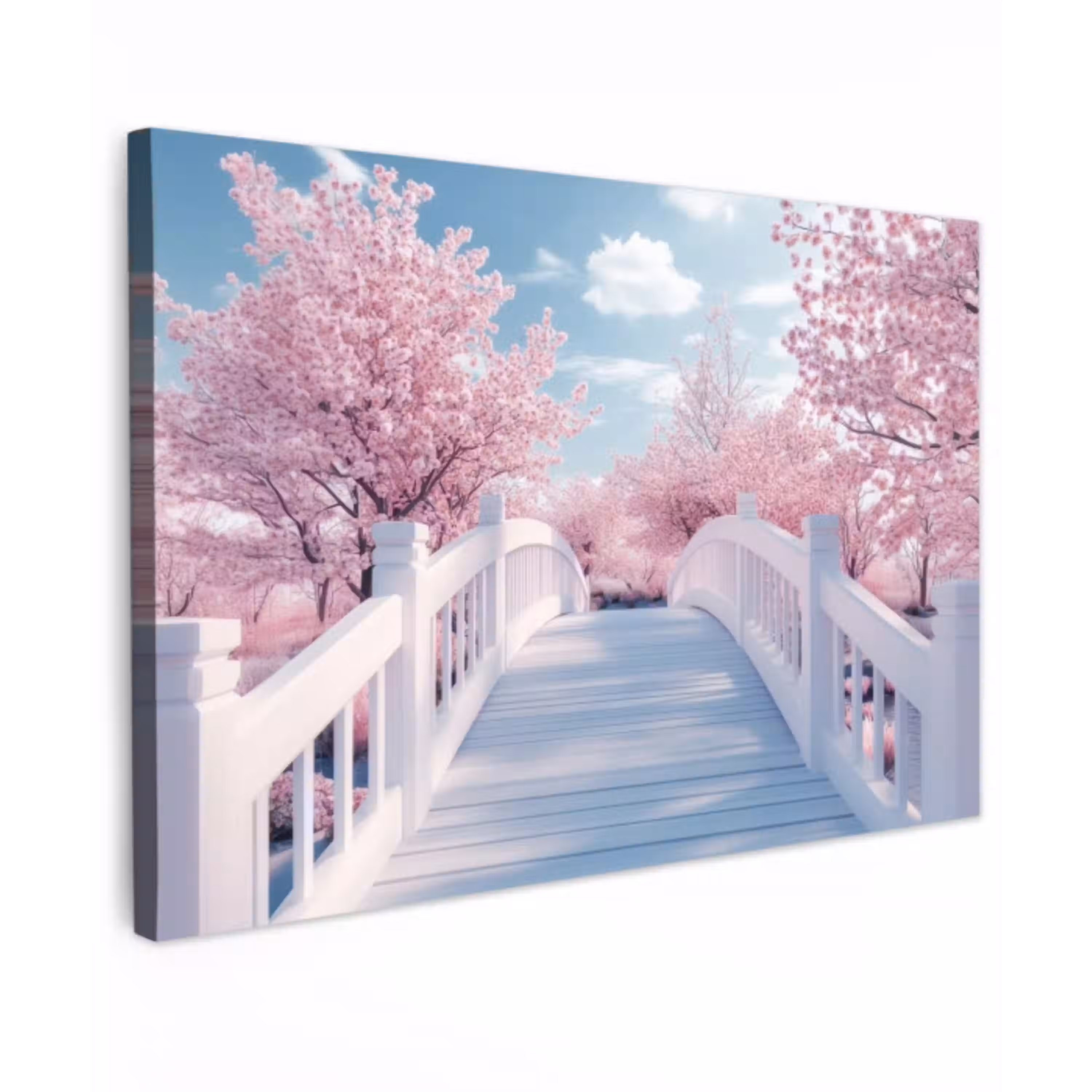 Brug - Kersenbomen - Wit canvas 2cm klein -z3d