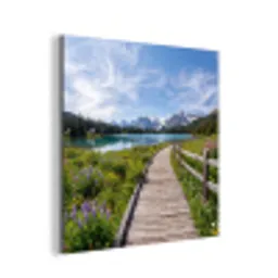 Bergen - Meer - Landschap - Blauw aluminium wit klein -3d