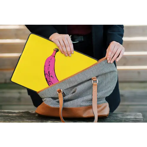 Banaan - Grafisch - Geel laptophoes neopreen klein -tas
