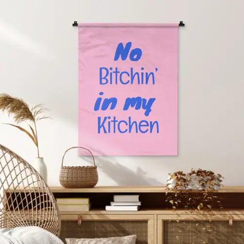 Quote - Blauw - Lettertype - Keuken Wandkleed katoen klein -sfeer5