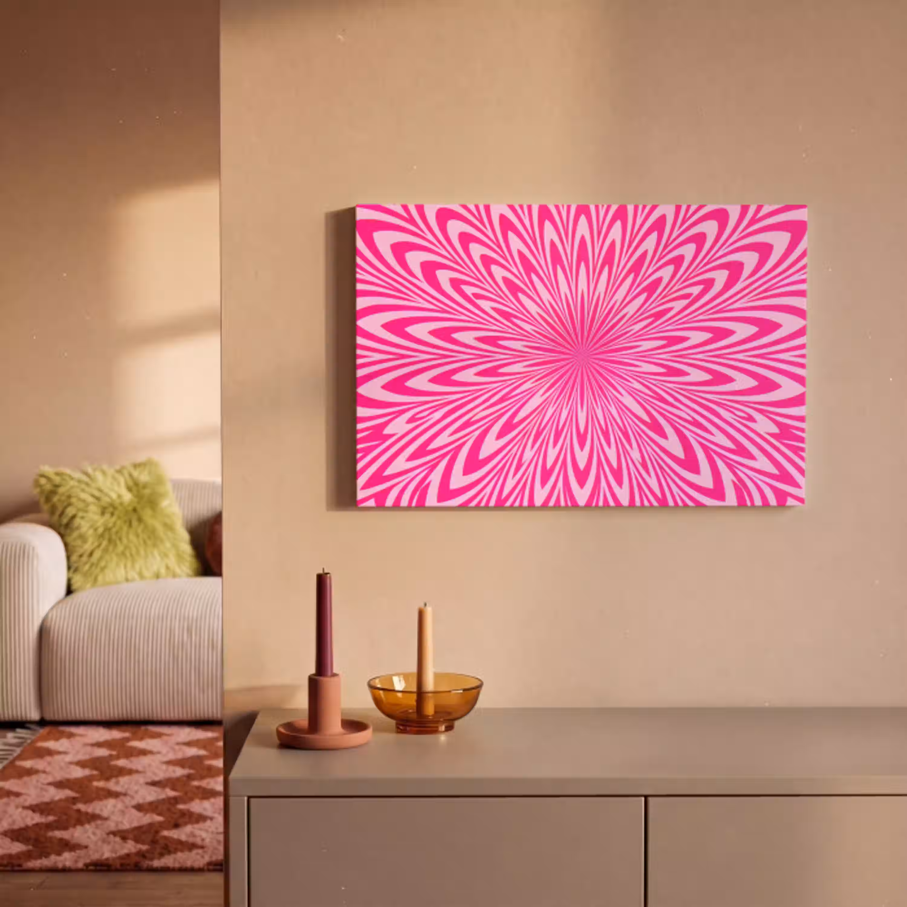 Patroon - Optisch - Roze canvas 2cm klein -sfeer1