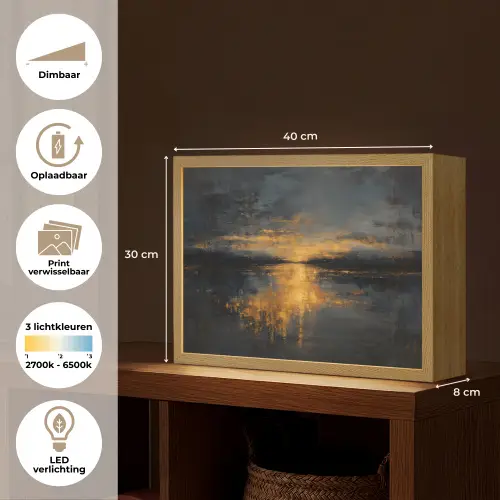 Gouden Reflectie op Water Light Box met batterij (Wandlamp) middel -USP_websiteoverzichtNL