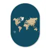 Wereldkaart - Donkerblauw - Beige Wandcirkel Ovaal Glas middel -3d