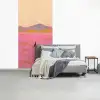 Bloemenweide - Heuvels - Silhouet - Roze fotobehang vinyl groot -slaapkamer