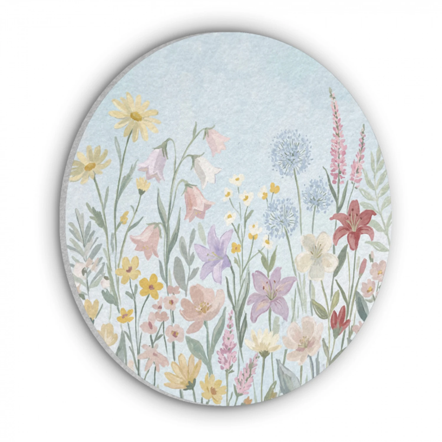 Weidebloemen - Illustratie - Kleurrijk Akoestische PET Vilt - Rond klein -3d