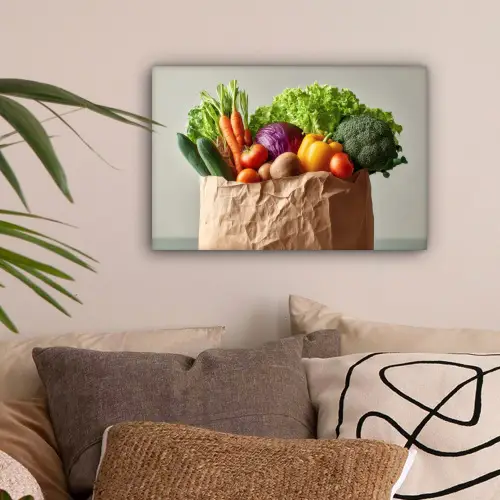 Papieren - Boodschappen - Groente - Kleurrijk canvas 2cm klein -sfeer1